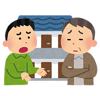 アパートの大家さんと口論する住民