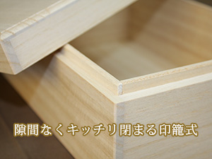 隙間なくキッチリ閉まる印籠式