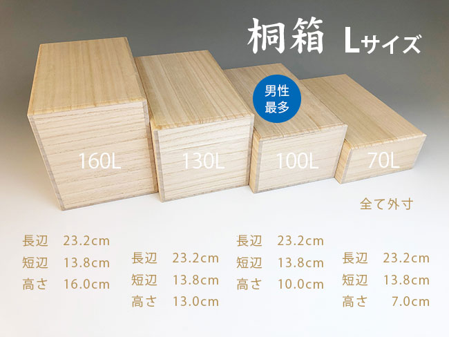 桐箱　Lサイズ　サイズ表